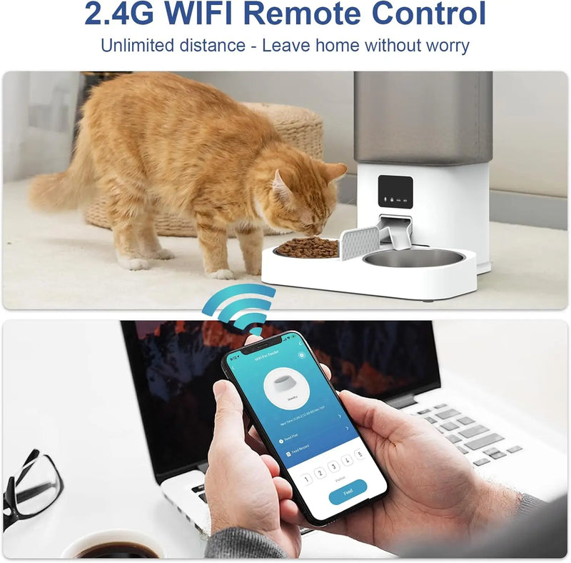 Alimentador Automático Inteligente Newpet 6L – Duas Tigelas, Controle por App e Programação de Refeições