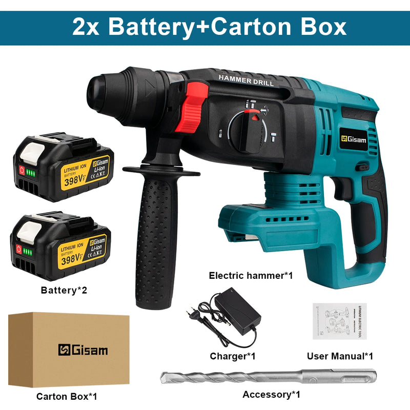 Furadeira Martelete Brushless 26mm 18V – Compatível Makita | Potência, Versatilidade e Sem Fio