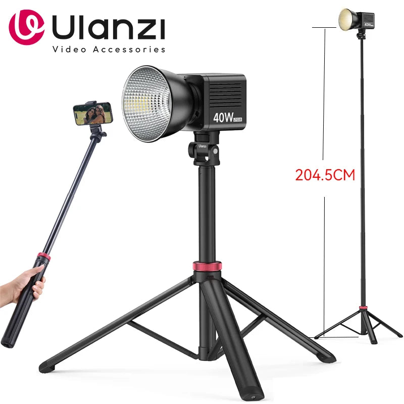 Ulanzi MT-79 Tripé Profissional Portátil – Até 2m de Altura, Alumínio de Alta Resistência, Super Leve, Ideal p/ Celular, DSLR, GoPro e Luz de Estúdio