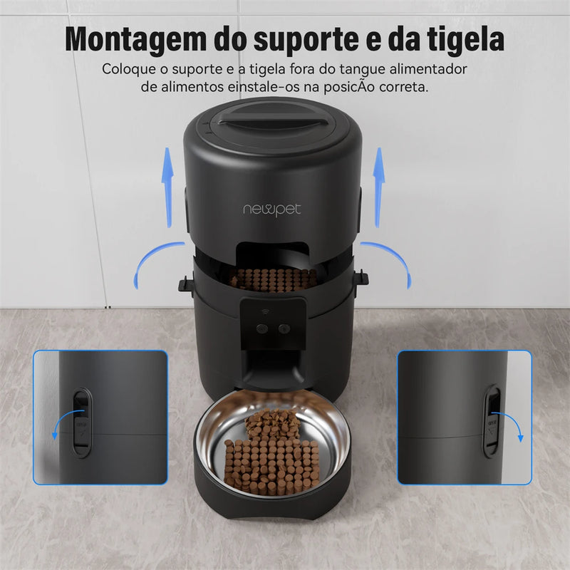 Alimentador NewPet 2L para Pets – Automático, Inteligente, Compatível com App Tuya | Ideal para Animais Pequenos e Médios