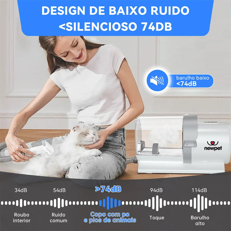 Aspirador de Pelos e Kit de Tosa NewPet 2,5L – Remoção de Pelos com Escova, Tosquiadeira e Recipiente de Grande Capacidade