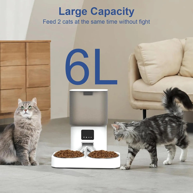 Alimentador Automático Inteligente Newpet 6L – Duas Tigelas, Controle por App e Programação de Refeições