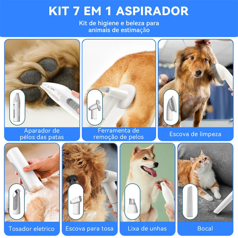 Aspirador de Pelos e Kit de Tosa NewPet 2,5L – Remoção de Pelos com Escova, Tosquiadeira e Recipiente de Grande Capacidade