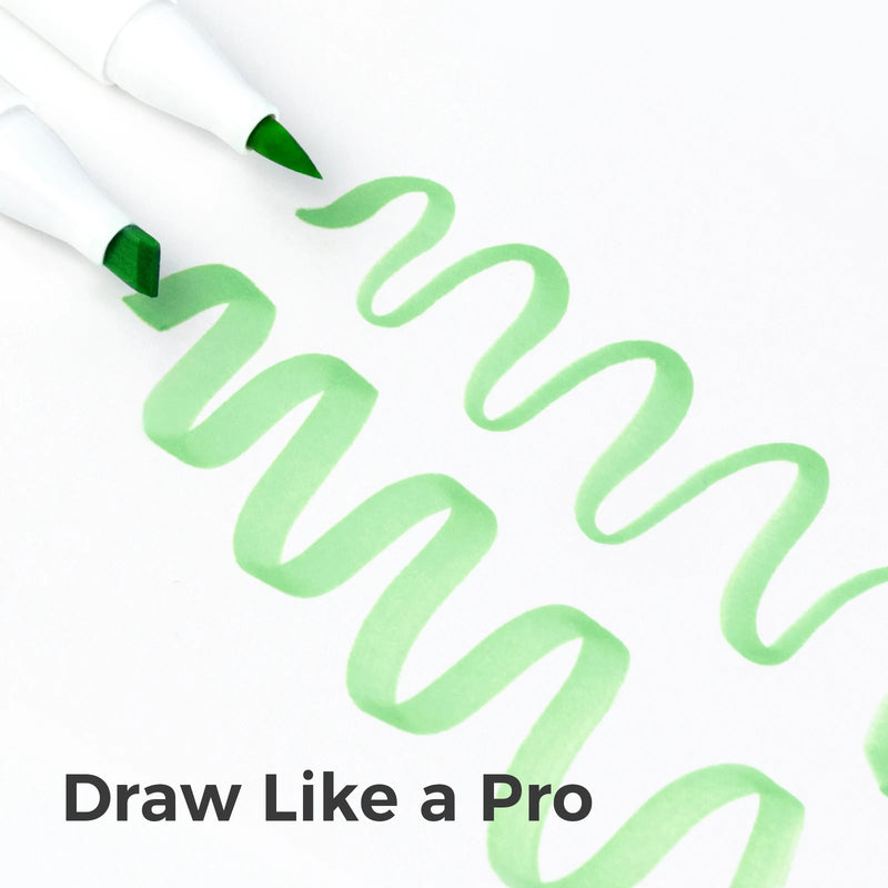 Kit Ohuhu Honolulu | Marcadores Profissionais Álcool Recarregáveis – 24 a 320 Cores Vibrantes, Dupla Ponta Brush + Chisel | Para Desenho, Mangá, Sketch e Arte Escolar