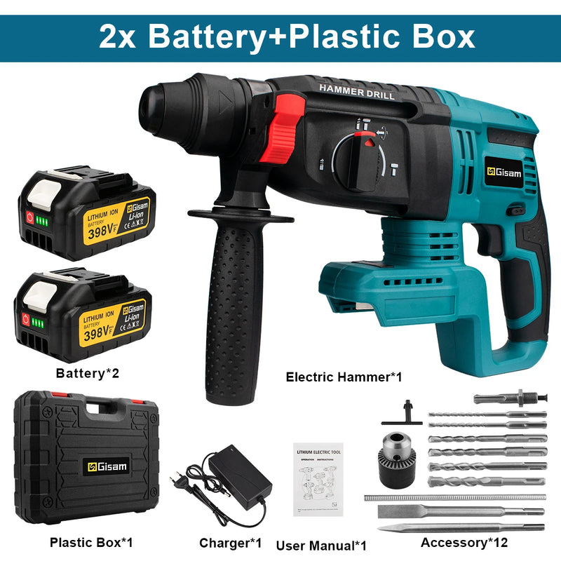 Furadeira Martelete Brushless 26mm 18V – Compatível Makita | Potência, Versatilidade e Sem Fio