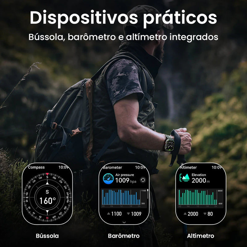Haylou IRON N1 – Smartwatch Esportivo 2.13” AMOLED | 5ATM à Prova d’Água | Chamadas Bluetooth | 100+ Modos de Treino | Saúde 24h | Bateria 30 Dias