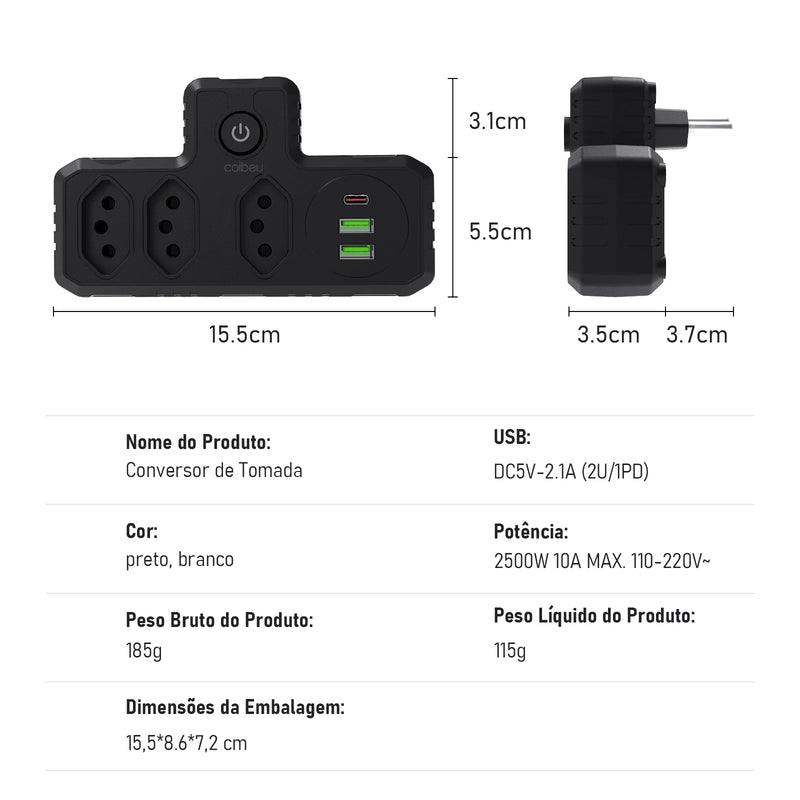 COIBEU – Modelo –321  A extensão elétrica que une segurança, praticidade e design inteligente.
