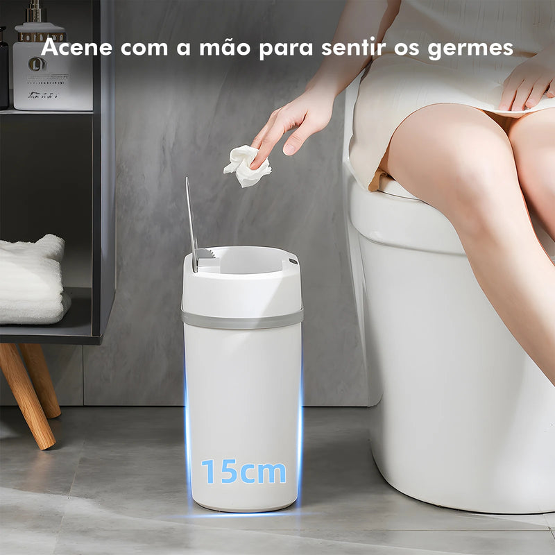 COIBEU 12L – Lixeira Inteligente com Sensor Automático, Tampa Soft-Open e Design Moderno – Cinza, Perfeita para Banheiros e Escritórios