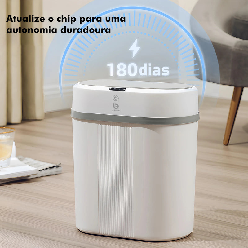 COIBEU 12L – Lixeira Inteligente com Sensor Automático, Tampa Soft-Open e Design Moderno – Cinza, Perfeita para Banheiros e Escritórios