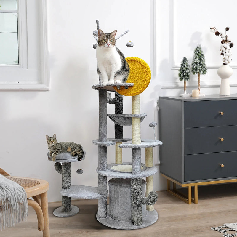 Newpet Torre para Gatos Grande 172 cm – Multi-nível com Plataforma de Escalada, Arranhador e Postes de Sisal