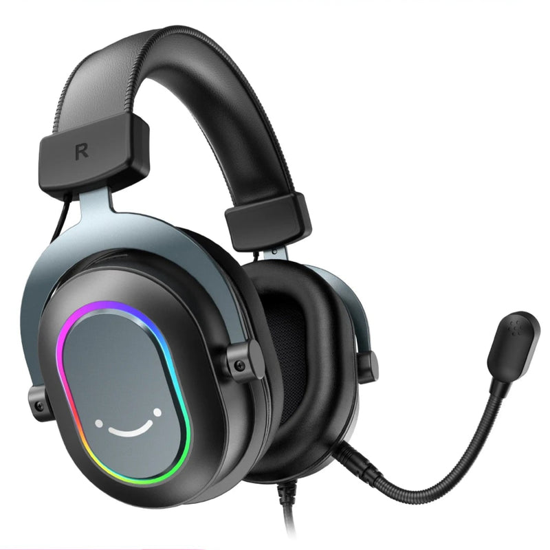 FIFINE H6 Headset Gamer USB – Som 7.1, RGB Dinâmico, Microfone com Cancelamento de Ruído, Controles no Cabo, Compatível com PC/PS5