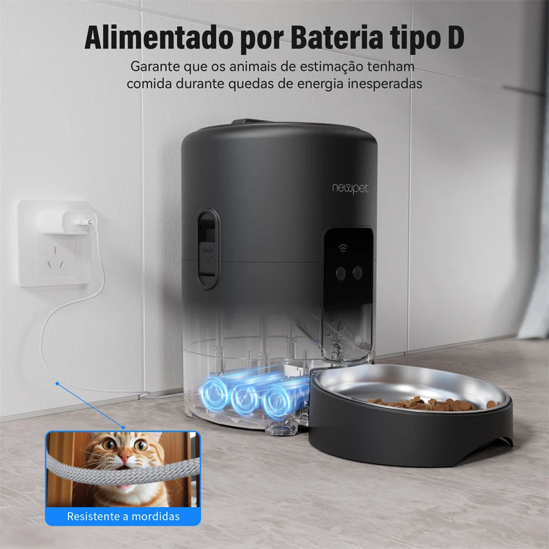 Alimentador NewPet 2L para Pets – Automático, Inteligente, Compatível com App Tuya | Ideal para Animais Pequenos e Médios
