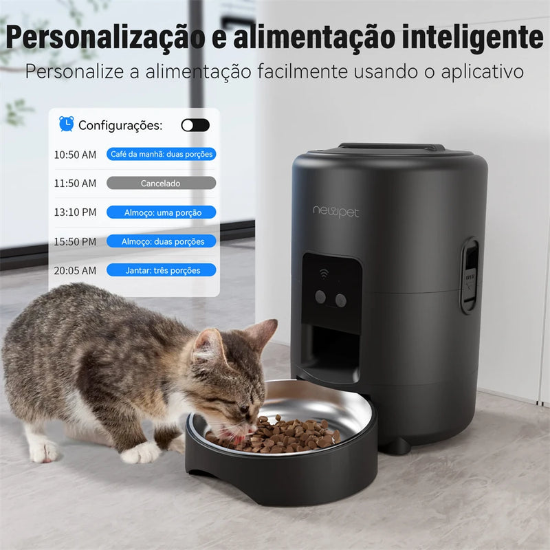 Alimentador NewPet 2L para Pets – Automático, Inteligente, Compatível com App Tuya | Ideal para Animais Pequenos e Médios