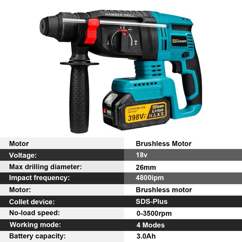 Furadeira Martelete Brushless 26mm 18V – Compatível Makita | Potência, Versatilidade e Sem Fio