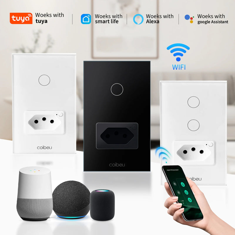 Interruptor Inteligente Wi-Fi Touch – Compatível com Alexa, Google e Tuya, Com Neutro